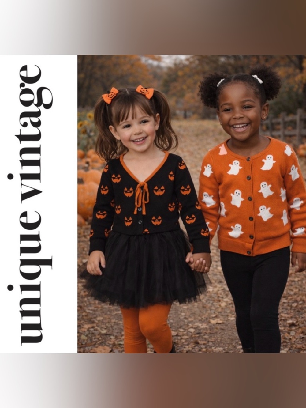 Unique Vintage Toddler Girl’s One Size Halloween Pumpkin Crop Cardigan - NWT!